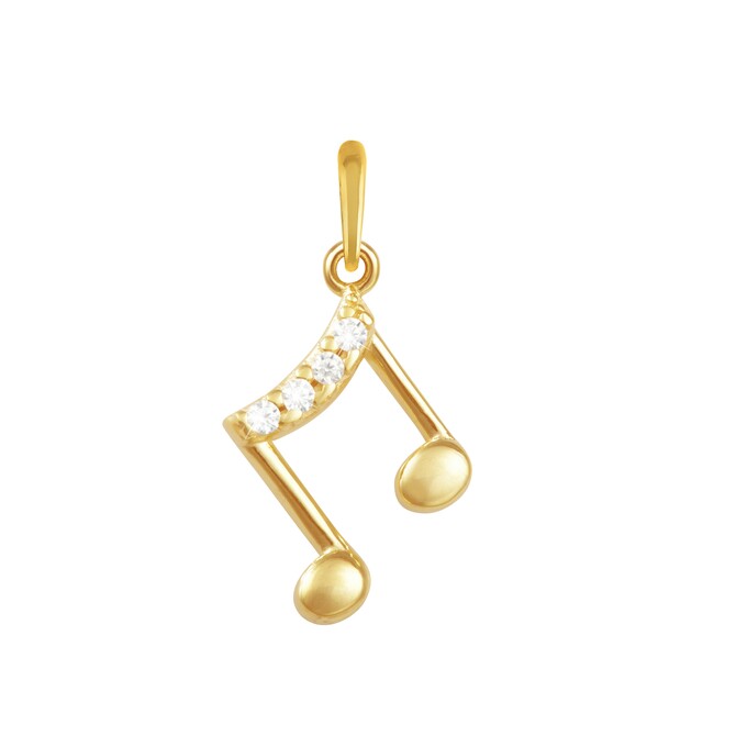 Stroili single musical note pendant in yellow gold and zircons