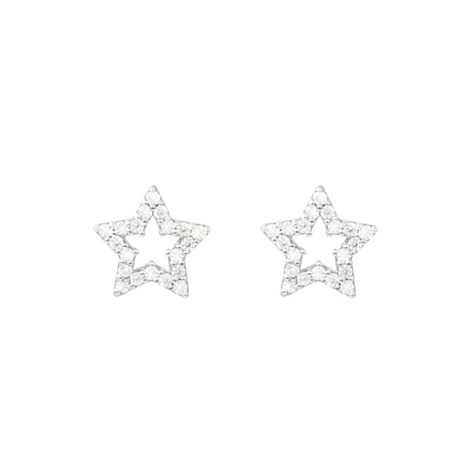 Stroili star earrings in white gold and zircons