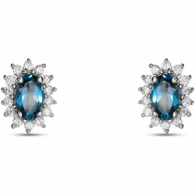 Stroili White Gold Lobe Earrings with Topaz and Zircons