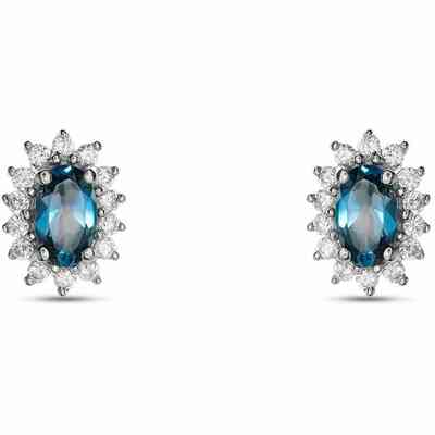 Stroili White Gold Lobe Earrings with Topaz and Zircons