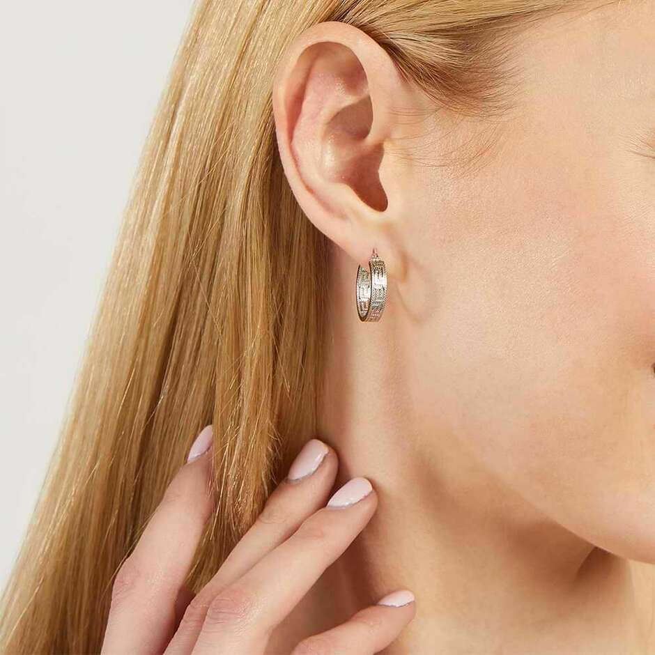 Stroili Women's Hoop Earrings in White Gold 15mm