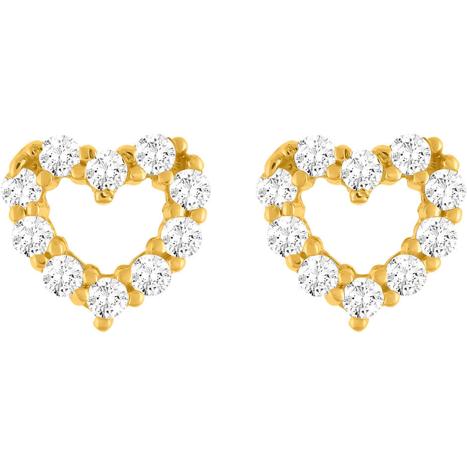 Stroili yellow gold and zirconia heart stud earrings