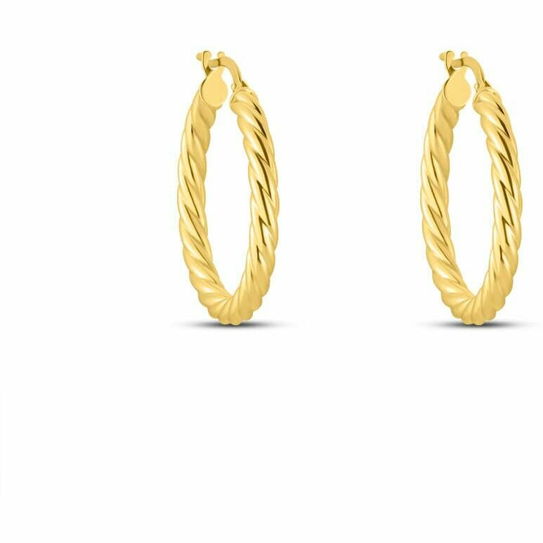Stroili yellow gold Torchon hoop earrings 20mm