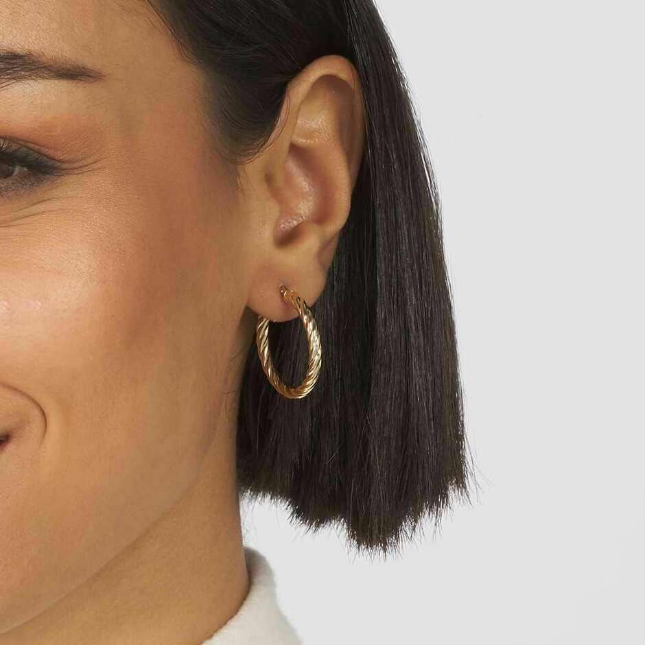 Stroili yellow gold Torchon hoop earrings 20mm