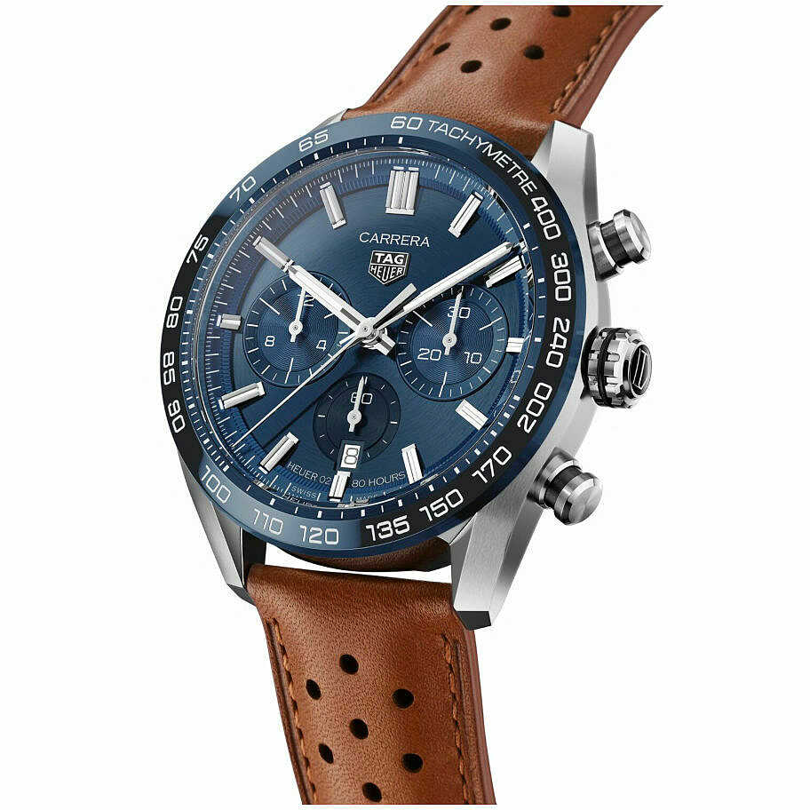 Tag Heuer Carrera Chronograph Heuer 02 Blue Leather Watch