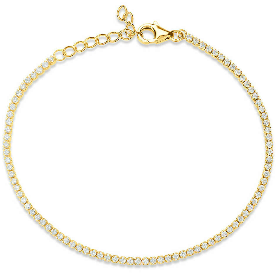 Tennis bracelet in gold-plated silver and white zircons
