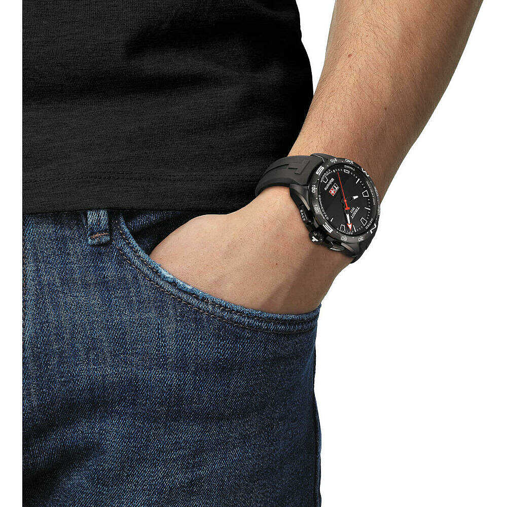 Tissot T-Touch Connect Solar titanium watch red silicon bracelet 47,5 mm