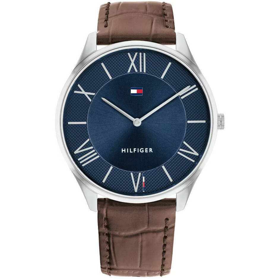 Tommy Hilfiger quartz watch, blue dial, leather strap