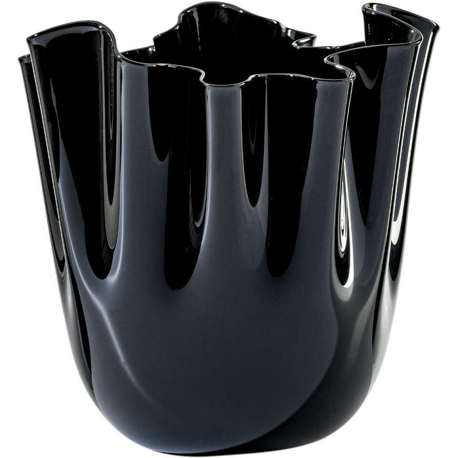 Vaso Venini Fazzoletto opalino nero in vetro di murano