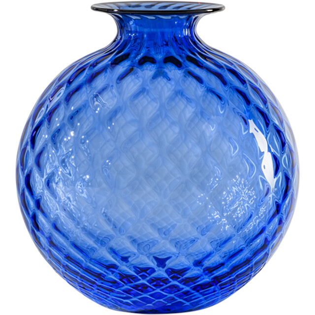 Vaso Venini Monofiori Balloton Zaffiro con bordo rosso 100.16