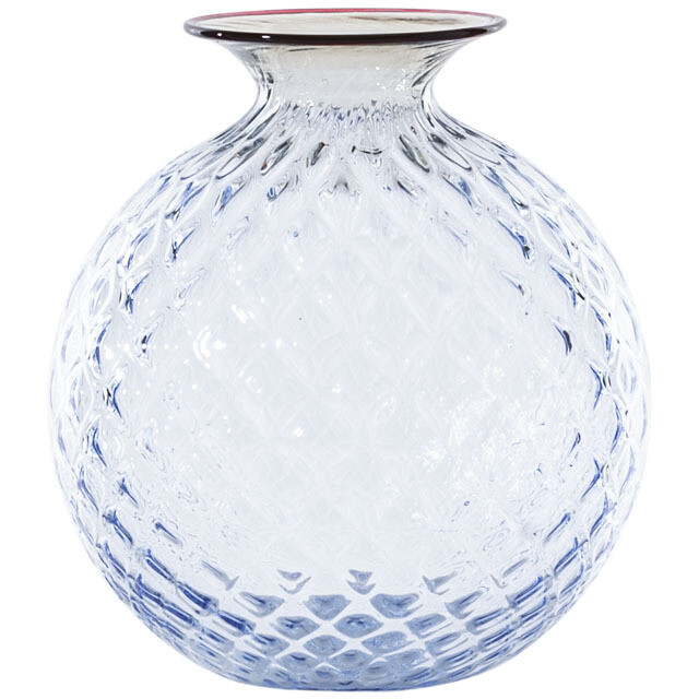 Venini Balloton vase with flowers in Iceberg Murano glass