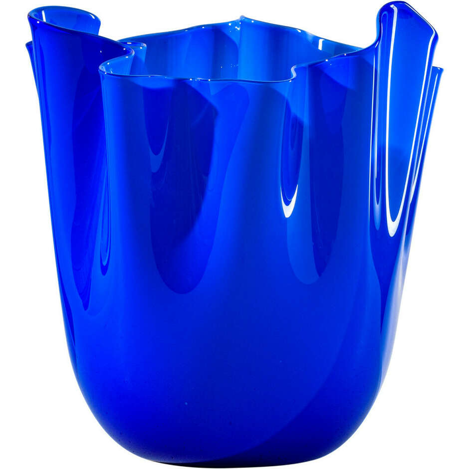 Venini Handkerchief opaline sapphire vase in Murano glass