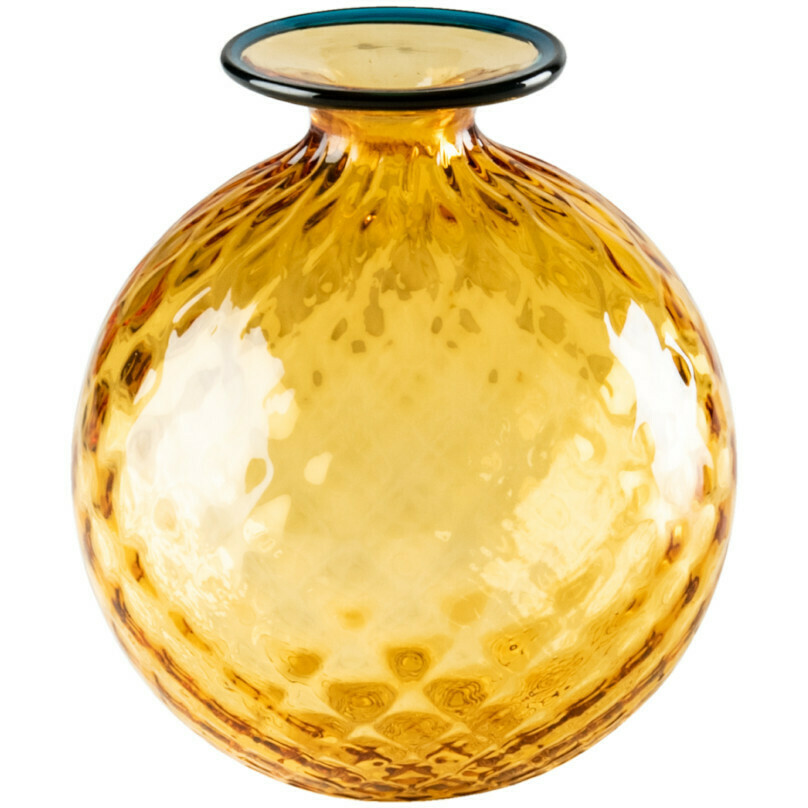 Venini Monofiori Balloton amber vase with horizon edge 100.16