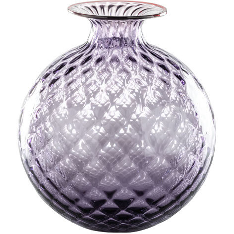 Venini Monofiori Balloton indigo vase with red edge 100.18