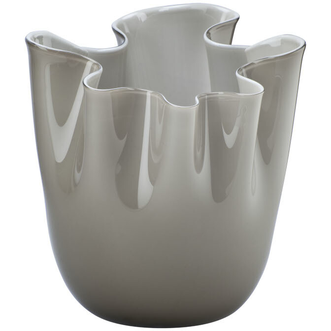 Venini vase Fazzoletto opaline taupe Murano glass