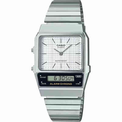 White rectangular analog and digital Casio Collection watch White rectangular analog and digital Casio Collection watch