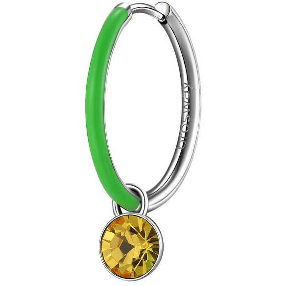 Women's Hoop Earring with Green Enamel and Brosway Symphonia Crystals